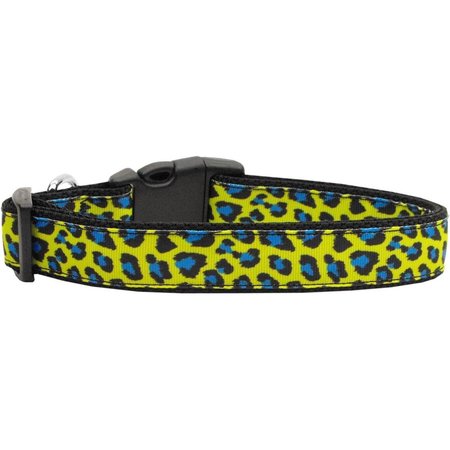 MIRAGE PET PRODUCTS Blue & Yellow Leopard Nylon Dog CollarExtra Small 125-139 XS